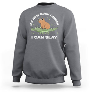 Capybara Lover Sweatshirt Idk How Much Longer I Can Slay Funny Capy Crocodile TS09 Charcoal Print Your Wear