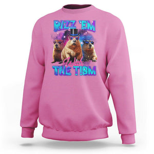 Capybara Lover Sweatshirt Rizz Em With The Tism Funny Capy Meme TS09 Azalea Print Your Wear