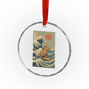 Capybara Surfing Japanese Crystal Glass Ornament Vintage Great Wave Off Kanagawa Anime Kawaii TS10 Print Your Wear