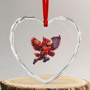 Cardinal Playing Basketball Graphic Heart Crystal Glass Ornament Dunk Mascot Sports Fan Gift TS10 Transparent Glass 3'' Heart Print Your Wear