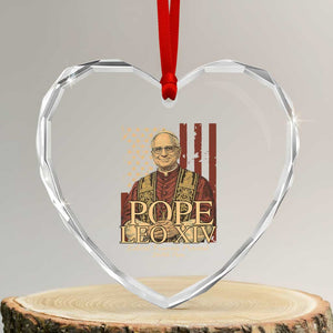 Cardinal Pope Leo XIV Heart Crystal Glass Ornament 267th Robert Francis Prevost American Flag TS11 Transparent Glass 3'' Heart Print Your Wear