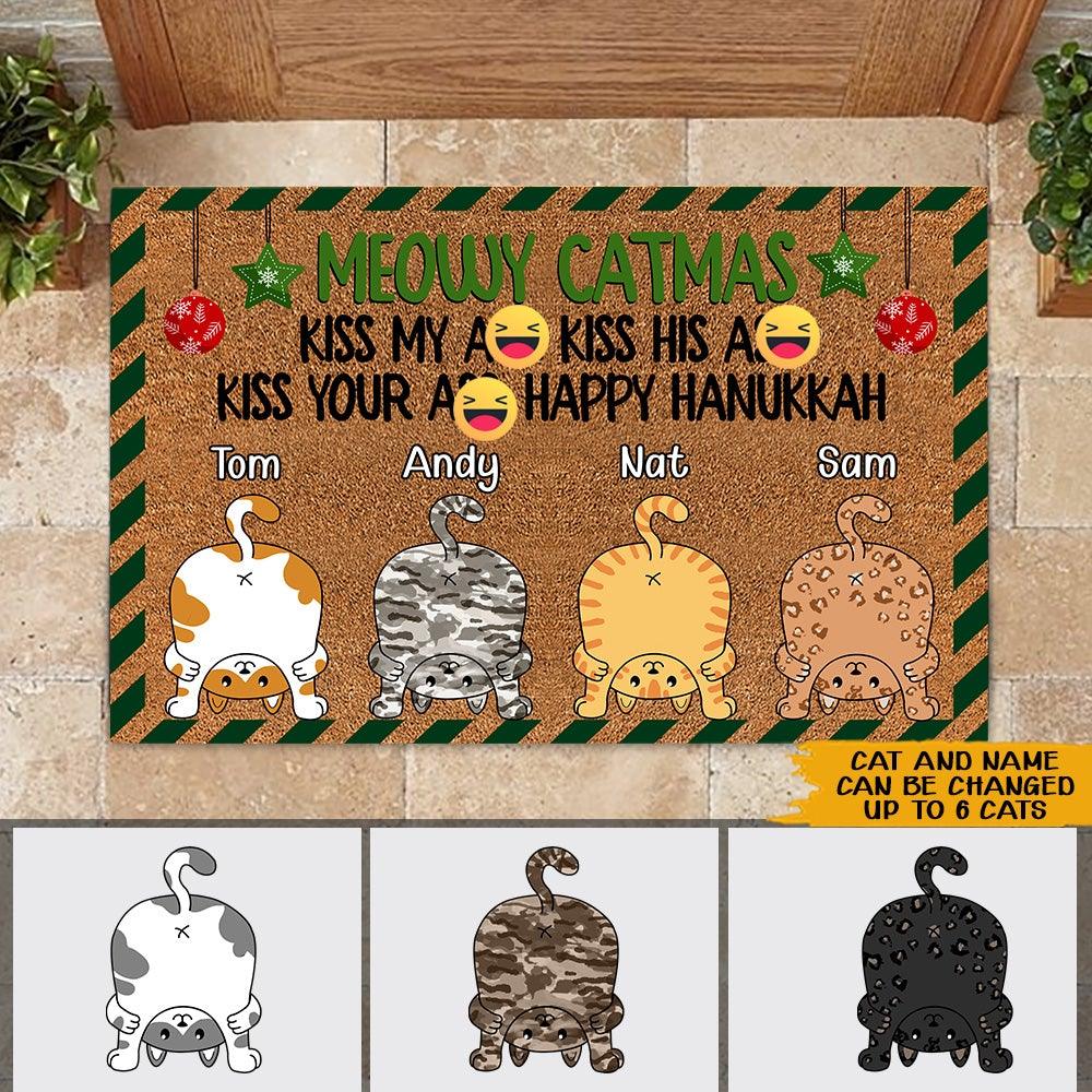Personalized Meowy Christmas Doormat Funny Gift Cat Mom CTM Custom - Printyourwear