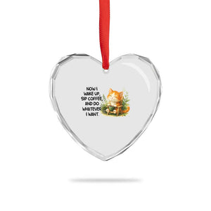 Cat Coffee Lover Heart Crystal Glass Ornament Now I Wake Up Sip Coffee And Do Whatever I Want TS12 Print Your Wear