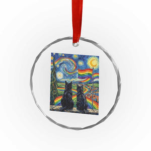Cat Gay Pride Crystal Glass Ornament Starry Night Style LGBTQ Pride Support TS14 Print Your Wear