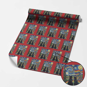 Cat Gay Pride Wrapping Paper Roll Starry Night Style LGBTQ Pride Support