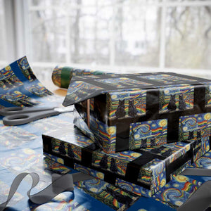 Cat Gay Pride Wrapping Paper Roll Starry Night Style LGBTQ Pride Support