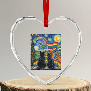 Cat Gay Pride Heart Crystal Glass Ornament Starry Night Style LGBTQ Pride Support