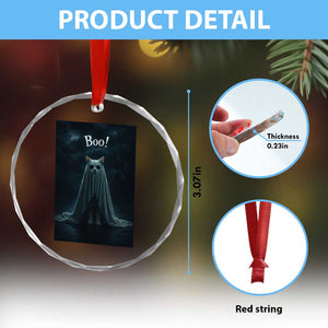 Cat Halloween Crystal Glass Ornament Spooky Season Ghost Kitten Haunted Mansion TS10 Print Your Wear