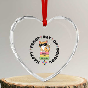Cat Happy First Day Of School Heart Crystal Glass Ornament Back To School Gift For Kids TS12 Transparent Glass 3'' Heart Print Your Wear