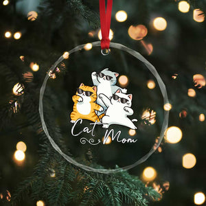 Cat Mom Crystal Glass Ornament Three Cool Cats with Sunglasses TS12 Print Your Wear