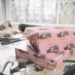 Cat Reading Wrapping Paper Roll I'm Old And Wise Because I Read Books When I Was Young And Stupid Funny Reading Lover TS02 Light Pink Print Your Wear