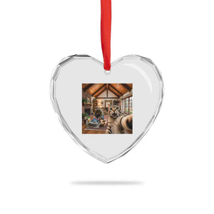 Cat Selfie with Man Funny Cat Dad Heart Crystal Glass Ornament TS11 Print Your Wear