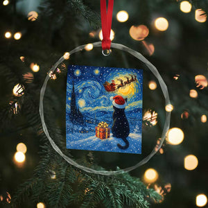 Cat Starry Night Christmas Crystal Glass Ornament Van Gogh Cat Lover Xmas TS14 Print Your Wear