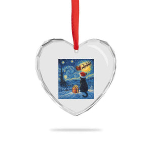 Cat Starry Night Christmas Heart Crystal Glass Ornament Van Gogh Cat Lover Xmas TS14 Print Your Wear