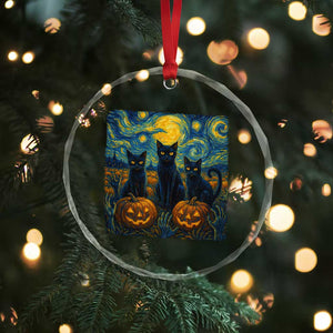 Cat Starry Night Crystal Glass Ornament Funny Cat Lover Gifts Halloween Van Gogh TS10 Print Your Wear