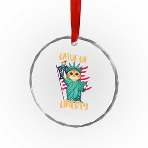 Cat Statue Of Liberty Crystal Glass Ornament Patriotic American Flag TS12 Print Your Wear