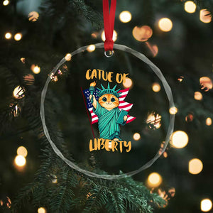 Cat Statue Of Liberty Crystal Glass Ornament Patriotic American Flag TS12 Print Your Wear