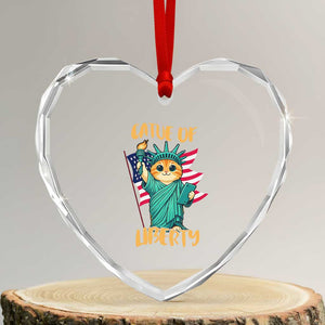 Cat Statue Of Liberty Heart Crystal Glass Ornament Patriotic American Flag TS12 Transparent Glass 3'' Heart Print Your Wear