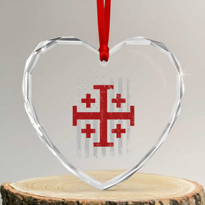 Catholic Crusader Cross Heart Crystal Glass Ornament Knight Templar Patriotic American Flag TS10 Transparent Glass 3'' Heart Print Your Wear
