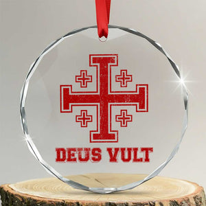 Catholic Knight Templar Crusader Cross Crystal Glass Ornament TS10 Transparent Glass 3'' Circle Print Your Wear