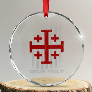 Catholic Knight Templar Crusader Cross Crystal Glass Ornament Knight Templar Patriotic American Flag TS10 Transparent Glass 3'' Circle Print Your Wear