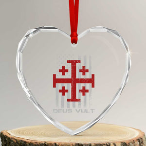 Catholic Knight Templar Crusader Cross Heart Crystal Glass Ornament Knight Templar Patriotic American Flag TS10 Transparent Glass 3'' Heart Print Your Wear