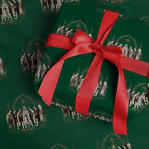 Catholic Saint Wrapping Paper Roll Pray Like A Girl Vintage Christian Faith Inspired TS10 Green Print Your Wear