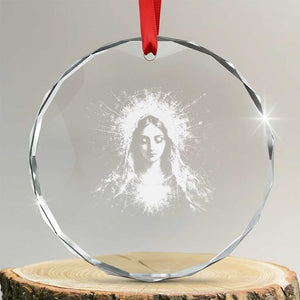 Catholic Virgin Mary Crystal Glass Ornament Vintage Marian Face Christian Our Lady TS10 Transparent Glass 3'' Circle Print Your Wear