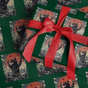Japanese Cat Christmas Wrapping Paper Roll Funny Kitten Kitty Cat Lover TS14 Green Print Your Wear
