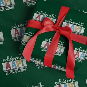 Celebrate AAPI Heritage Month Wrapping Paper Roll Asian American and Pacific Islander Countries TS11 Green Print Your Wear