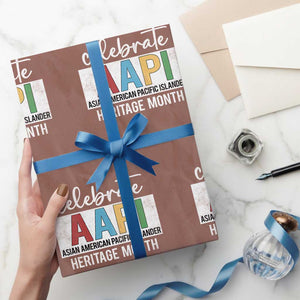 Celebrate AAPI Heritage Month Wrapping Paper Roll Asian American and Pacific Islander Countries TS11 Mocha Print Your Wear