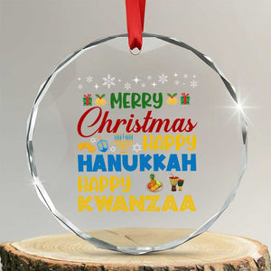 Celebrate All Holidays Merry Christmas Hanukkah Kwanzaa Gift Crystal Glass Ornament TS12 Transparent Glass 3'' Circle Print Your Wear