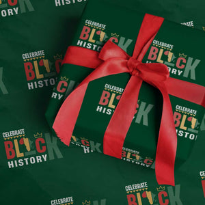 Celebrate Black History Wrapping Paper Roll African American History Africa Map TS11 Green Print Your Wear