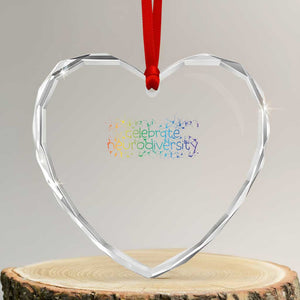 Celebrate Neurodiversity Heart Crystal Glass Ornament Autism Awareness ASD ADHD Mental Health TS11 Transparent Glass 3'' Heart Print Your Wear