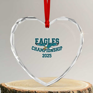 Celebrated Eagles Heart Crystal Glass Ornament Championship 2025 TS02 Transparent Glass 3'' Heart Print Your Wear