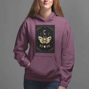 Celestial Dark Academia Death Head Moth Tarot Card Hoodie TS02 Maroon Printyourwear