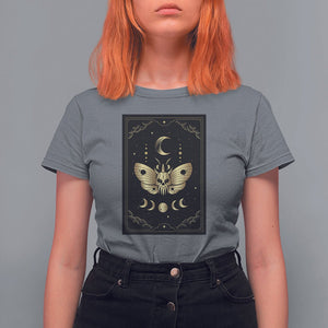 Celestial Dark Academia Death Head Moth Tarot Card T Shirt For Women TS02 Charcoal Printyourwear