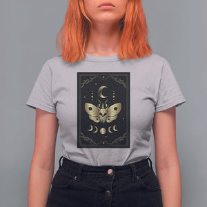 Celestial Dark Academia Death Head Moth Tarot Card T Shirt For Women TS02 Ice Gray Printyourwear