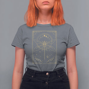 Celestial Dark Academia Dragonfly Tarot Card Moon Phases T Shirt For Women TS02 Charcoal Printyourwear