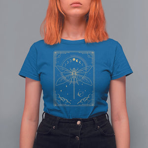 Celestial Dark Academia Dragonfly Tarot Card Moon Phases T Shirt For Women TS02 Royal Blue Printyourwear