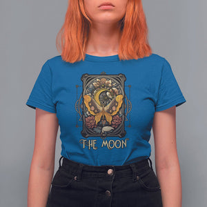 Celestial Floral Luna Moth Tarot Card The Moon T Shirt For Women TS02 Royal Blue Printyourwear