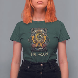 Celestial Floral Luna Moth Tarot Card The Moon T Shirt For Women TS02 Dark Forest Green Printyourwear