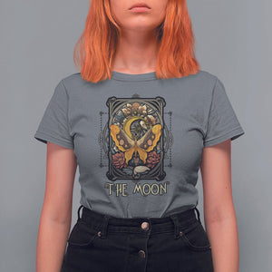 Celestial Floral Luna Moth Tarot Card The Moon T Shirt For Women TS02 Charcoal Printyourwear