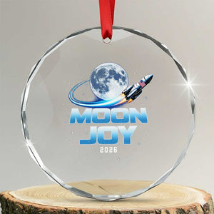 Celestial Moon Joy 2026 Crystal Glass Ornament Rocket Launch '26 Lunar Mission Celebration TS02 Transparent Glass 3'' Circle Print Your Wear