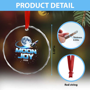 Celestial Moon Joy 2026 Crystal Glass Ornament Rocket Launch '26 Lunar Mission Celebration TS02 Print Your Wear