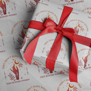 Celestial Witchy Feminist Wrapping Paper Roll They Didn't Burn Witches They Burned Women TS02 White Print Your Wear