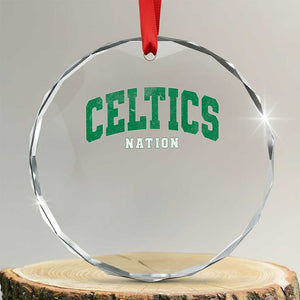 Celtic Nation Crystal Glass Ornament Sports Varsity Aesthetic Letters Cap TS11 Transparent Glass 3'' Circle Print Your Wear
