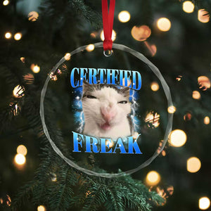 Certified Freak Funny Cat Meme Crystal Glass Ornament Internet Memes Gen Z TS10 Print Your Wear