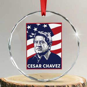 Cesar Chavez Crystal Glass Ornament Labor Leader Mexican American Pride TS14 Transparent Glass 3'' Circle Print Your Wear
