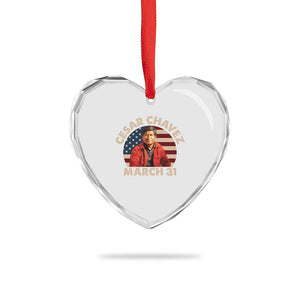 Cesar Chavez Day Heart Crystal Glass Ornament March Holiday Hispanic Heritage American Flag TS11 Print Your Wear